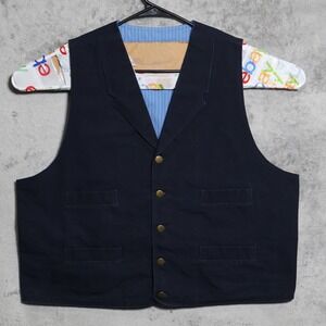 Frontier Classics Vest Mens XL Blue Canvas Western Cowboy Steampunk Victorian